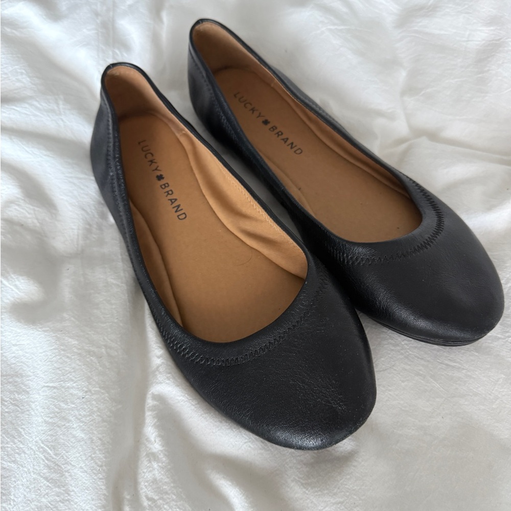 Lucky Brand Black Leather Ballet Flats